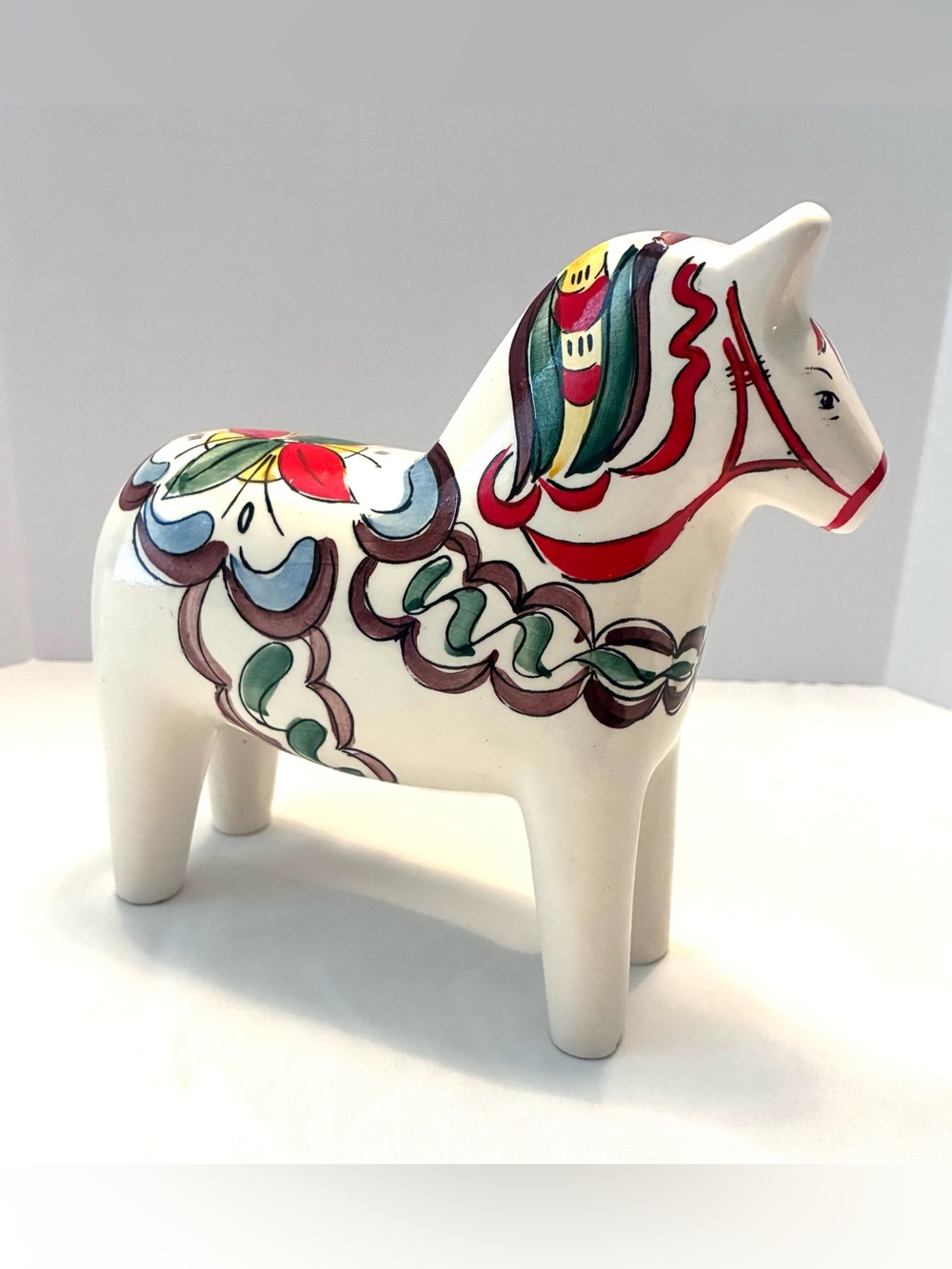 Vintage (1970’s) Scandia branded hand-painted Dala ceramic horse